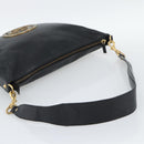 GUCCI Interlocking G Shoulder Bag Leather Black Gold 121546 Auth 193135V-7