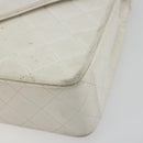 CHANEL Matelasse Chain Shoulder Bag Lamb Skin White Gold CC Auth 193136-14