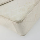 CHANEL Matelasse Chain Shoulder Bag Lamb Skin White Gold CC Auth 193136-15