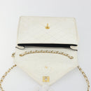 CHANEL Matelasse Chain Shoulder Bag Lamb Skin White Gold CC Auth 193136-18