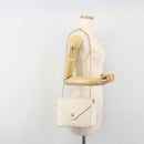 CHANEL Matelasse Chain Shoulder Bag Lamb Skin White Gold CC Auth 193136-24