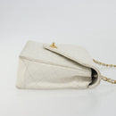 CHANEL Matelasse Chain Shoulder Bag Lamb Skin White Gold CC Auth 193136-3