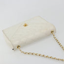 CHANEL Matelasse Chain Shoulder Bag Lamb Skin White Gold CC Auth 193136-6
