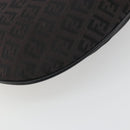 FENDI Zucchino Canvas Shoulder Bag Dark Brown Silver Auth 193139V-17