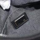 FENDI Zucchino Canvas Shoulder Bag Dark Brown Silver Auth 193139V-18