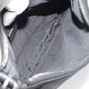 FENDI Zucchino Canvas Shoulder Bag Dark Brown Silver Auth 193139V-10