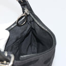 FENDI Zucchino Canvas Shoulder Bag Dark Brown Silver Auth 193139V-19