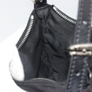 FENDI Zucchino Canvas Shoulder Bag Dark Brown Silver Auth 193139V-20