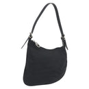 FENDI Zucchino Canvas Shoulder Bag Dark Brown Silver Auth 193139V-1
