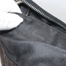 FENDI Zucchino Canvas Shoulder Bag Dark Brown Silver Auth 193139V-11