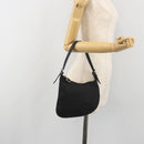 FENDI Zucchino Canvas Shoulder Bag Dark Brown Silver Auth 193139V-22