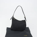 FENDI Zucchino Canvas Shoulder Bag Dark Brown Silver Auth 193139V-12