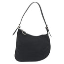 FENDI Zucchino Canvas Shoulder Bag Dark Brown Silver Auth 193139V-13