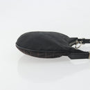 FENDI Zucchino Canvas Shoulder Bag Dark Brown Silver Auth 193139V-3
