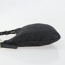 FENDI Zucchino Canvas Shoulder Bag Dark Brown Silver Auth 193139V-4