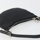 FENDI Zucchino Canvas Shoulder Bag Dark Brown Silver Auth 193139V-6