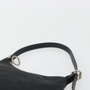 FENDI Zucchino Canvas Shoulder Bag Dark Brown Silver Auth 193139V-14