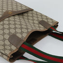 GUCCI GG Supreme Web Sherry Line Tote Bag PVC Beige 39 02 003 Auth 193140-6