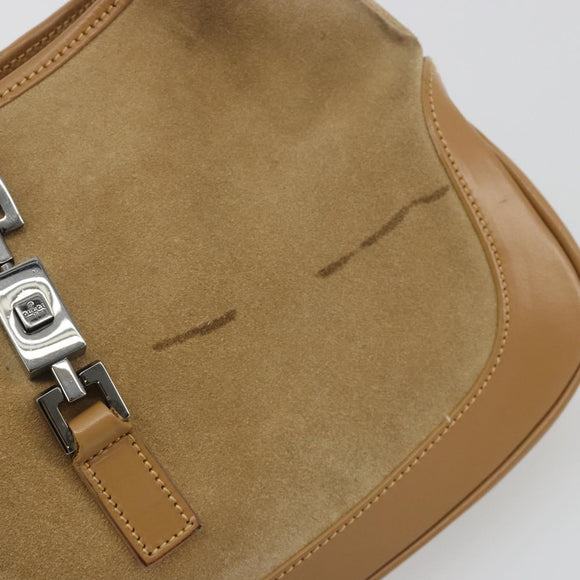 GUCCI Jackie Shoulder Bag Suede Beige Silver 001 3735 Auth 193141A