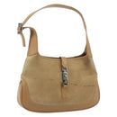 GUCCI Jackie Shoulder Bag Suede Beige Silver 001 3735 Auth 193141A-1