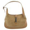 GUCCI Jackie Shoulder Bag Suede Beige Silver 001 3735 Auth 193141A-13