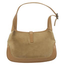 GUCCI Jackie Shoulder Bag Suede Beige Silver 001 3735 Auth 193141A-2