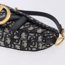 Christian Dior Trotter Canvas Saddle Hand Bag Navy Gold Auth 193142SM-11