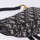 Christian Dior Trotter Canvas Saddle Hand Bag Navy Gold Auth 193142SM-12