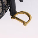 Christian Dior Trotter Canvas Saddle Hand Bag Navy Gold Auth 193142SM-14