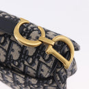 Christian Dior Trotter Canvas Saddle Hand Bag Navy Gold Auth 193142SM-15