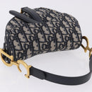 Christian Dior Trotter Canvas Saddle Hand Bag Navy Gold Auth 193142SM-6