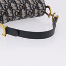 Christian Dior Trotter Canvas Saddle Hand Bag Navy Gold Auth 193142SM-7