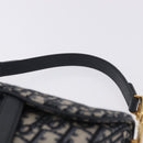 Christian Dior Trotter Canvas Saddle Hand Bag Navy Gold Auth 193142SM-8