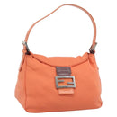 FENDI Mamma Baguette Shoulder Bag Cotton jersey Orange Silver Auth 193143-1