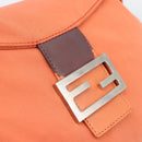 FENDI Mamma Baguette Shoulder Bag Cotton jersey Orange Silver Auth 193143-18