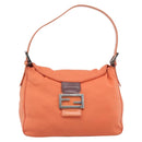 FENDI Mamma Baguette Shoulder Bag Cotton jersey Orange Silver Auth 193143-13