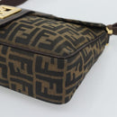 FENDI Zucca Canvas Shoulder Bag Brown Black Auth 193148V-9