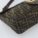 FENDI Zucca Canvas Shoulder Bag Brown Black Auth 193148V-14
