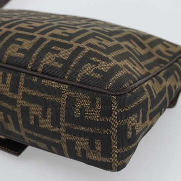 FENDI Zucca Canvas Shoulder Bag Brown Black Auth 193148V
