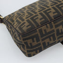 FENDI Zucca Canvas Shoulder Bag Brown Black Auth 193148V-16