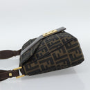FENDI Zucca Canvas Shoulder Bag Brown Black Auth 193148V-3
