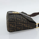 FENDI Zucca Canvas Shoulder Bag Brown Black Auth 193148V-4