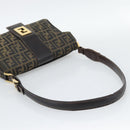 FENDI Zucca Canvas Shoulder Bag Brown Black Auth 193148V-7