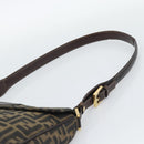 FENDI Zucca Canvas Shoulder Bag Brown Black Auth 193148V-8
