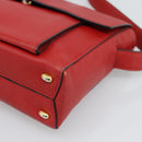 CELINE Shoulder Bag Leather Red Gold Auth 193149-9