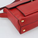 CELINE Shoulder Bag Leather Red Gold Auth 193149-14