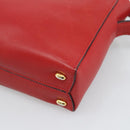 CELINE Shoulder Bag Leather Red Gold Auth 193149-15