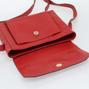 CELINE Shoulder Bag Leather Red Gold Auth 193149-17