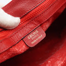 CELINE Shoulder Bag Leather Red Gold Auth 193149-18