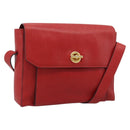 CELINE Shoulder Bag Leather Red Gold Auth 193149-1